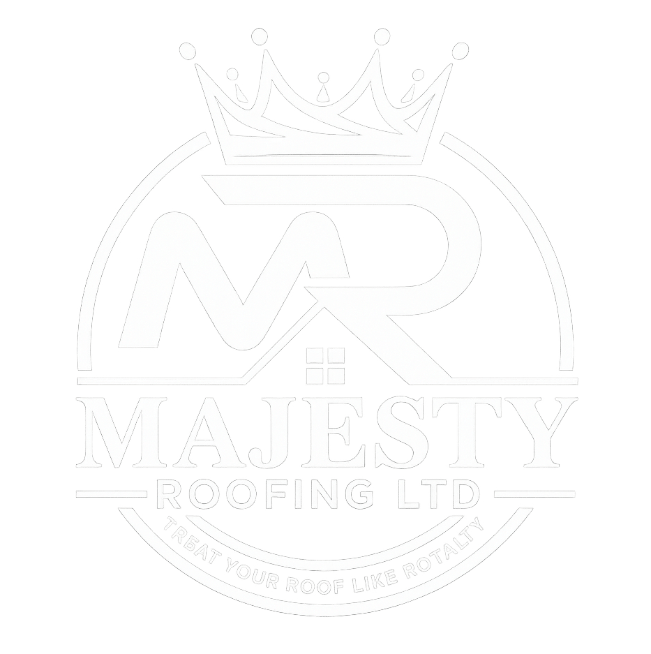 majesty roofing logo white